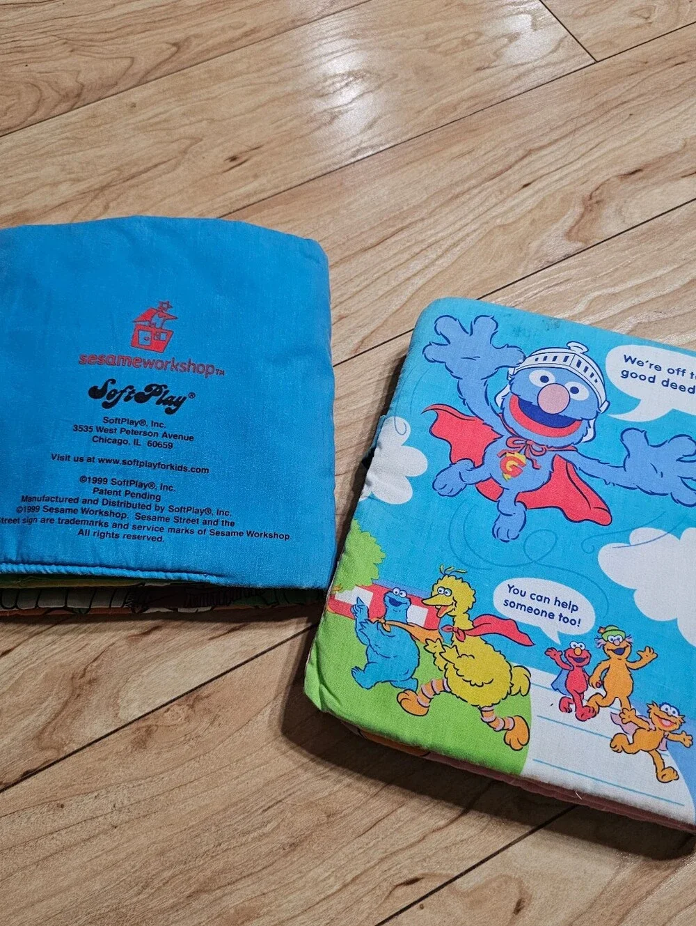 90s Sesame Street SoftPlay Elmo Peek-A-Boo & Grover Super School VTG Cloth Books
